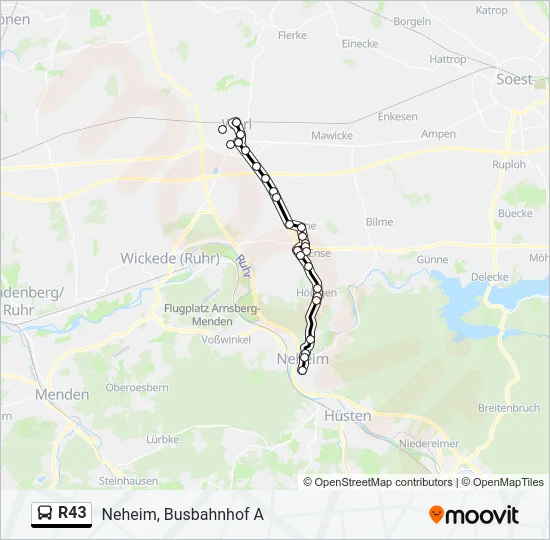 R43 Bus Line Map