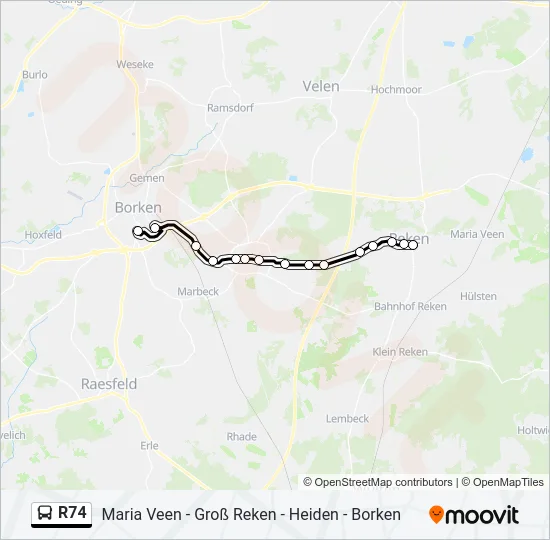 R74 Bus Line Map