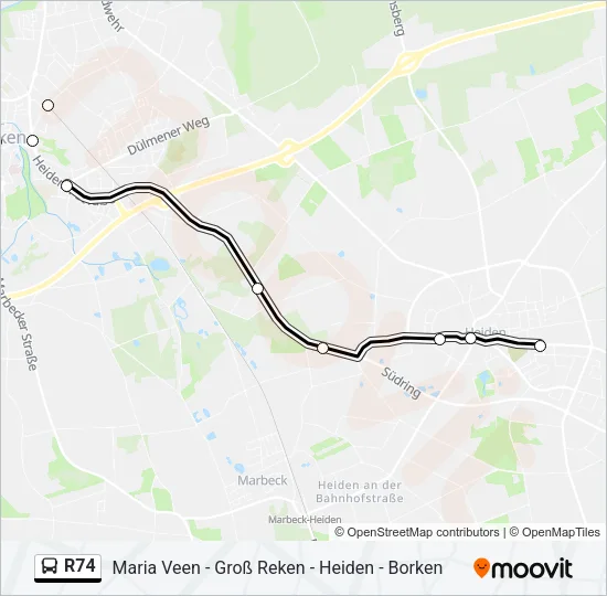 R74 Bus Line Map