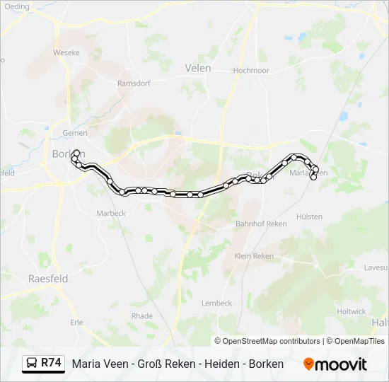 Buslinie R74 Karte
