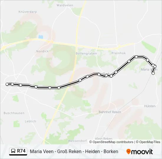 R74 Bus Line Map