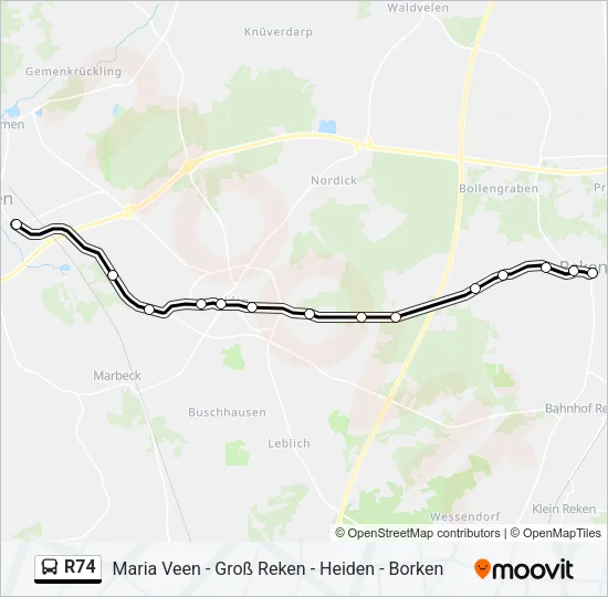 R74 Bus Line Map