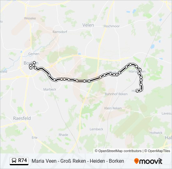 R74 bus Line Map