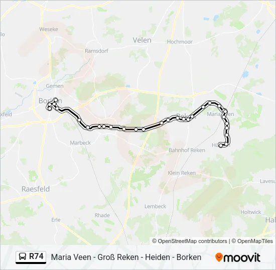 R74 Bus Line Map