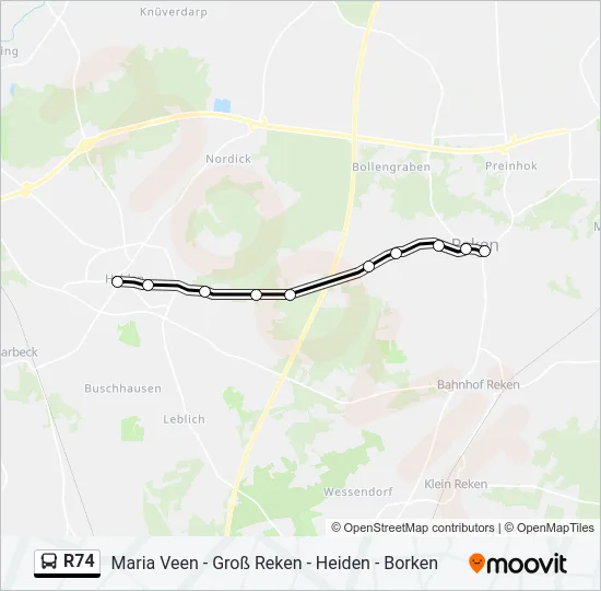 R74 Bus Line Map