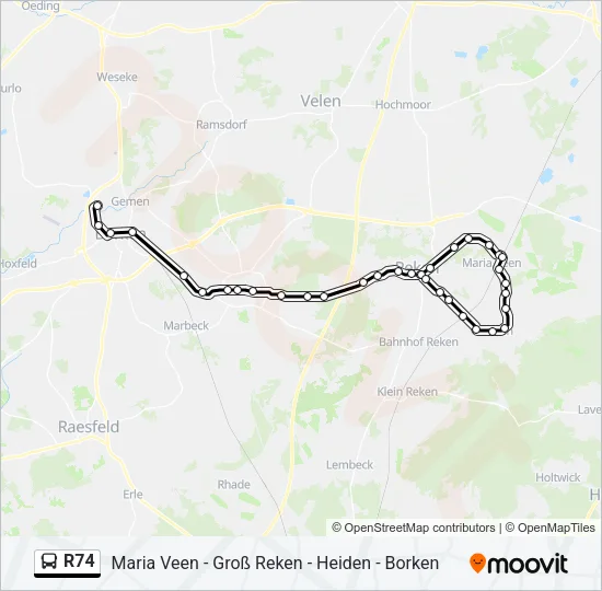 Buslinie R74 Karte