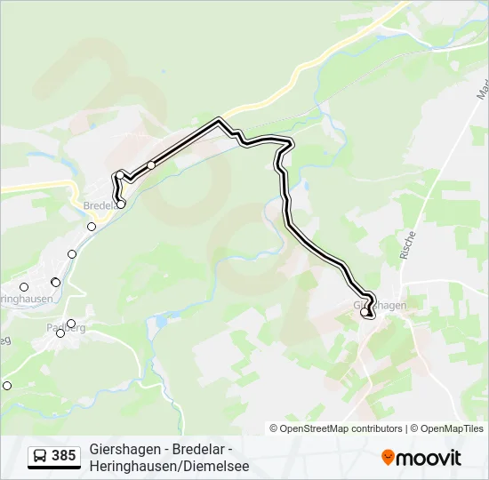 385 Bus Line Map
