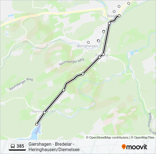 385 Bus Line Map