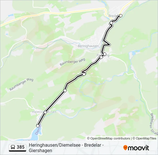385 Bus Line Map