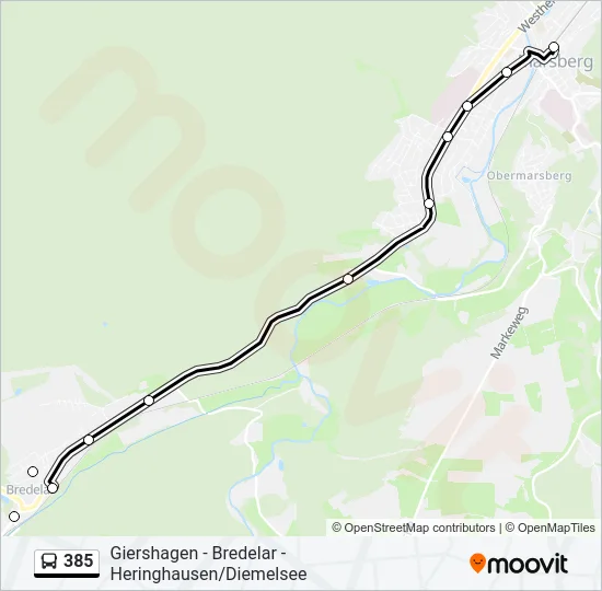 385 Bus Line Map