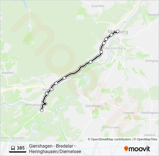 385 Bus Line Map