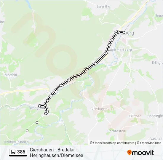 385 Bus Line Map