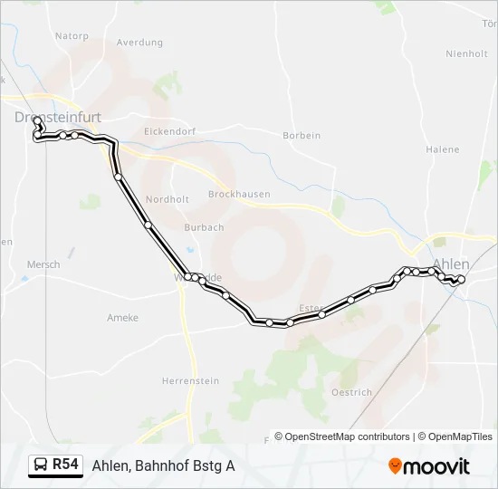 R54 Bus Line Map