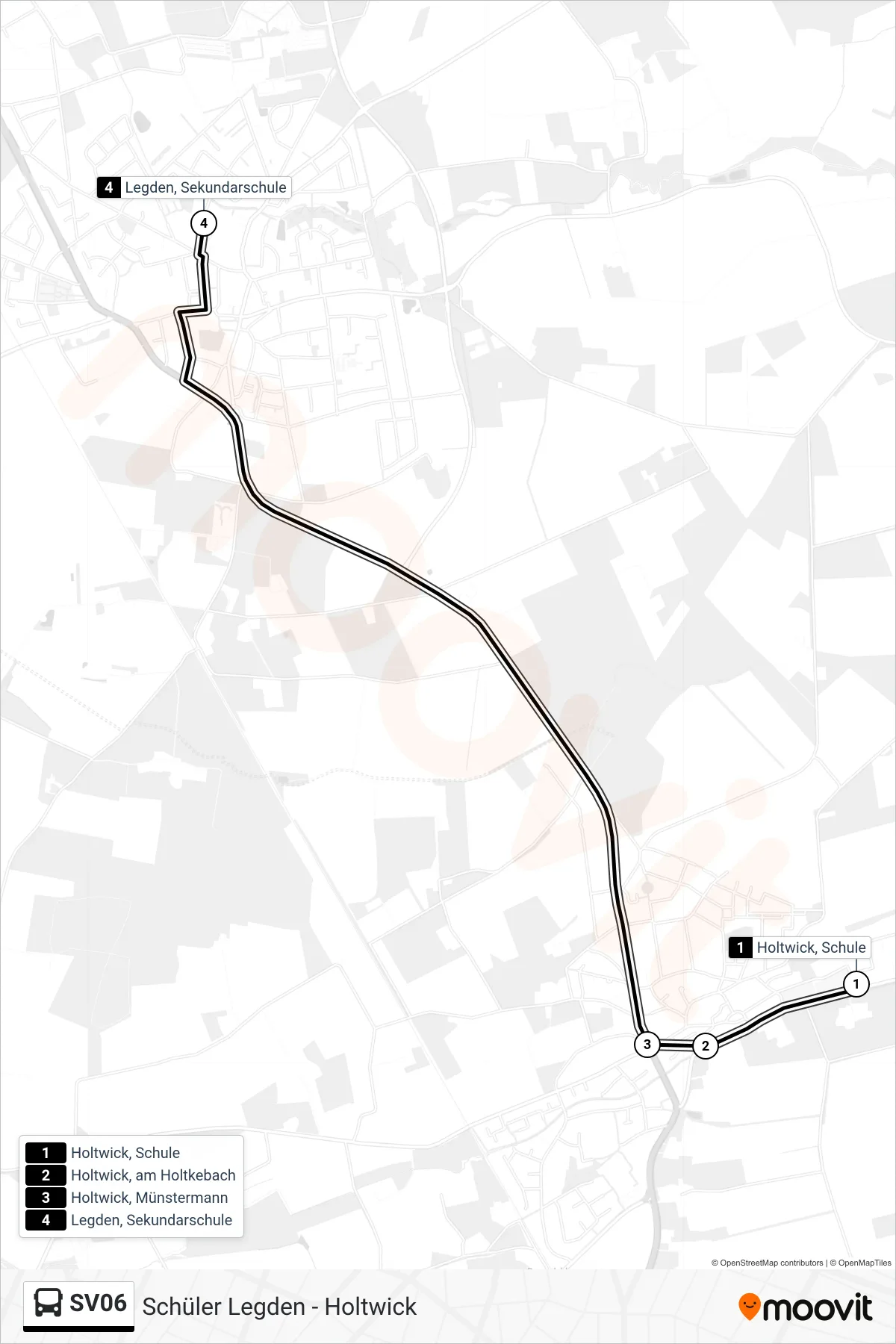 Linie SV06 (Bus) Richtung Legden, Sekundarschule: Route und Haltestellen auf der Karte