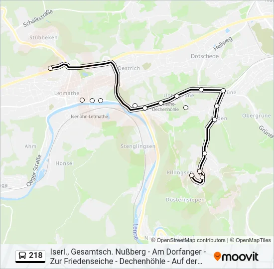 218 Bus Line Map