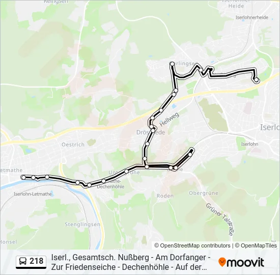 218 Bus Line Map