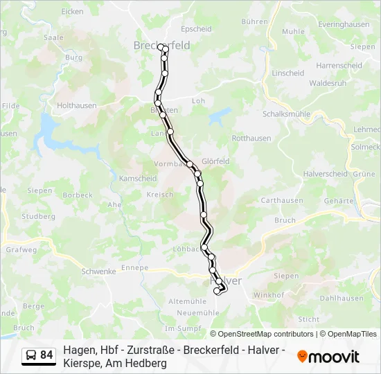 Автобус 84: карта маршрута