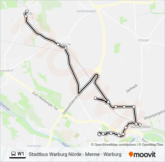 W1 Bus Line Map