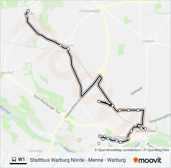 W1 Bus Line Map