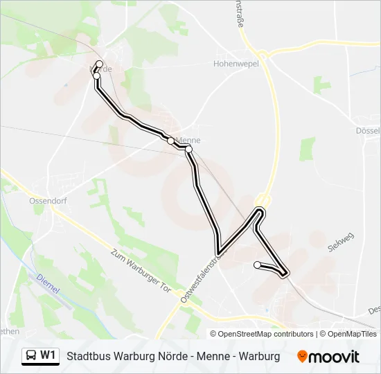W1 Bus Line Map