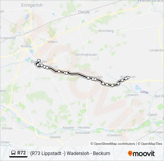 R72 Bus Line Map