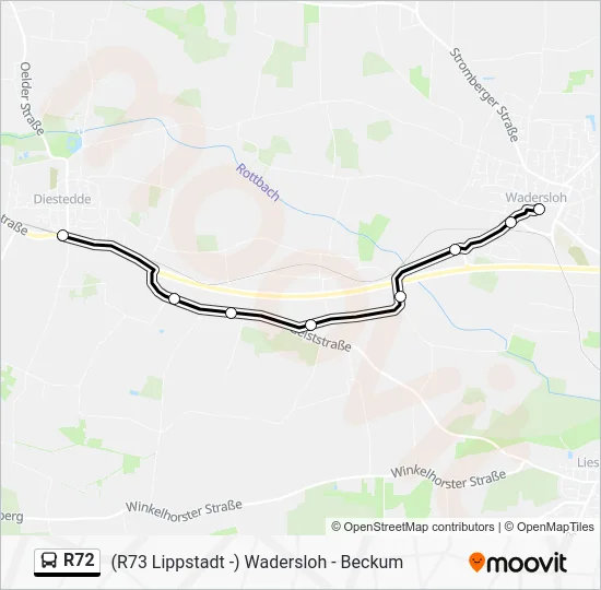 Автобус R72: карта маршрута