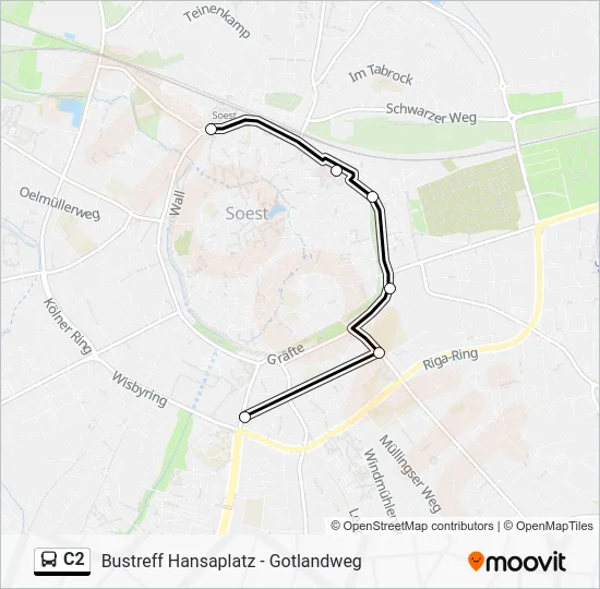 Автобус C2: карта маршрута