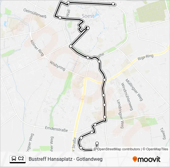 Автобус C2: карта маршрута