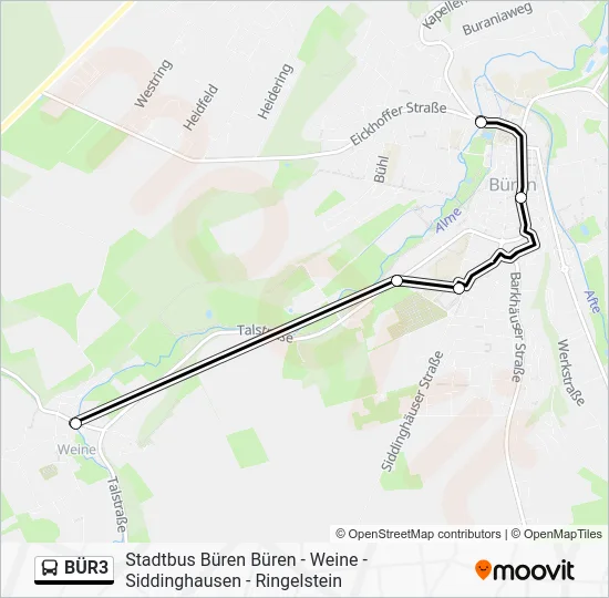 Автобус BÜR3: карта маршрута