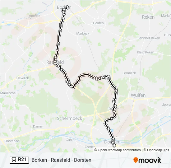R21 Bus Line Map