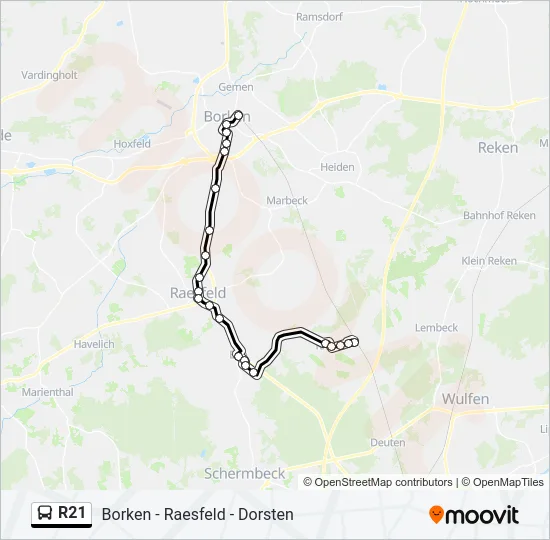 R21 Bus Line Map