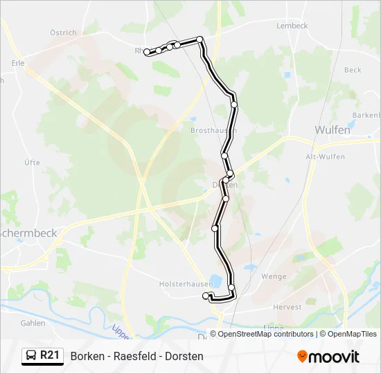 Автобус R21: карта маршрута