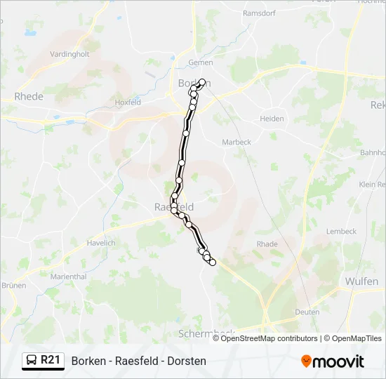 R21 Bus Line Map