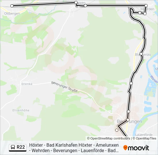 R22 Bus Line Map