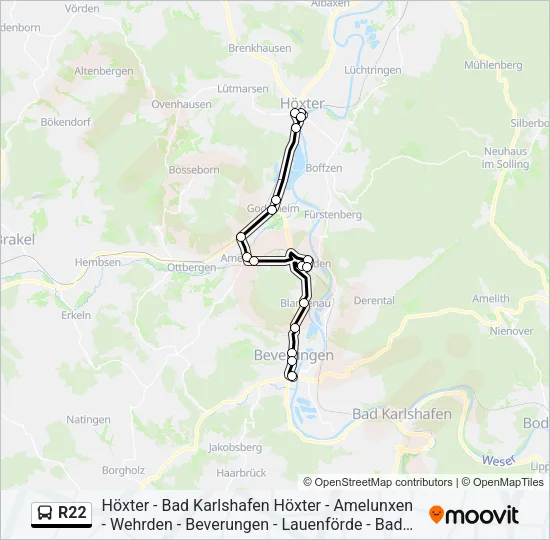 R22 Bus Line Map