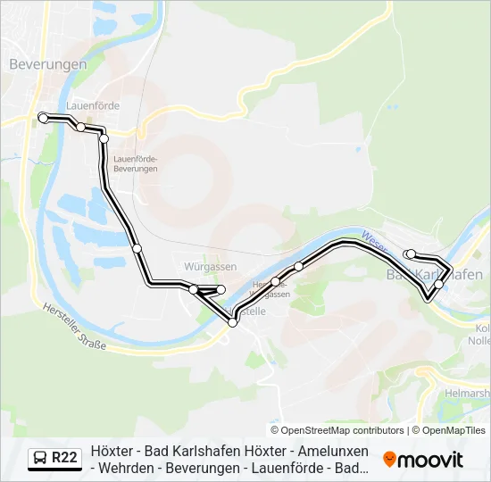 R22 Bus Line Map