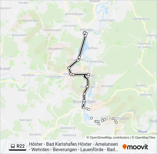 R22 Bus Line Map