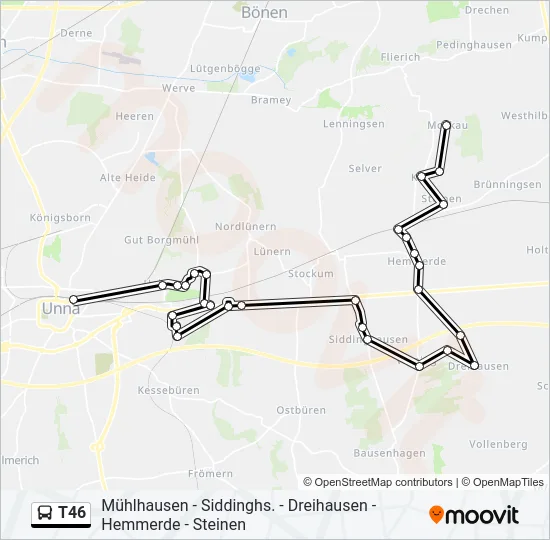 T46 Bus Line Map