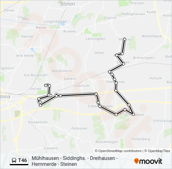 T46 Bus Line Map