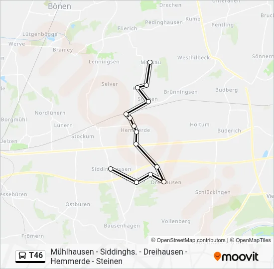 Автобус T46: карта маршрута