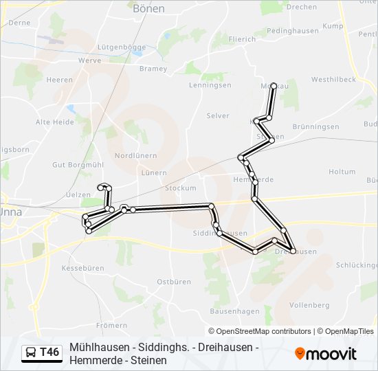 T46 bus Line Map