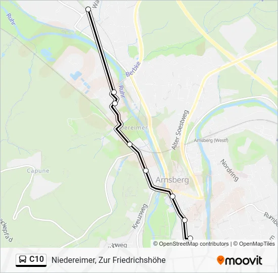 Автобус C10: карта маршрута