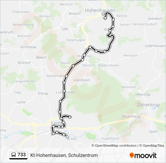 Автобус 733: карта маршрута