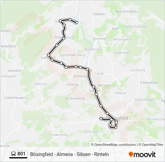 Автобус 801: карта маршрута