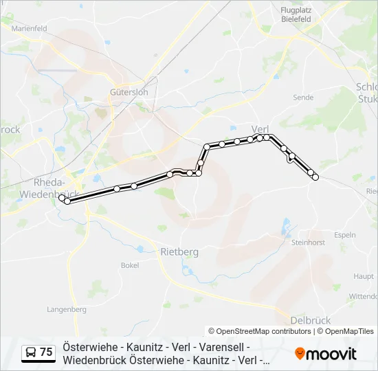 Автобус 75: карта маршрута