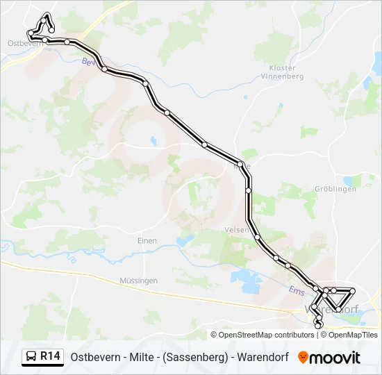 R14 Bus Line Map