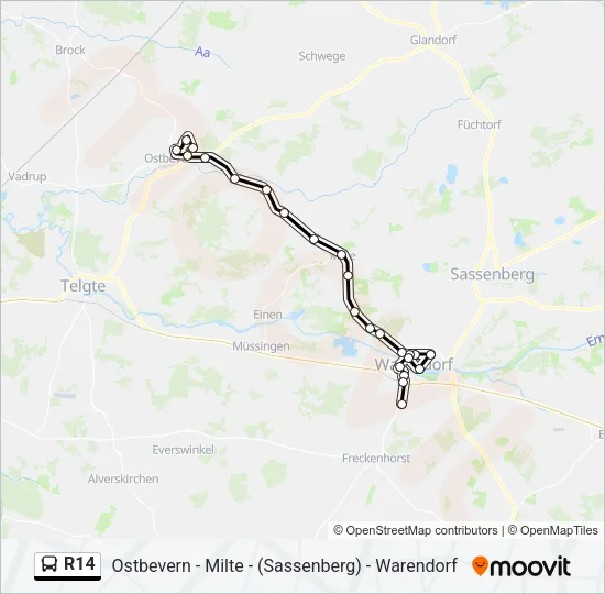 R14 Bus Line Map