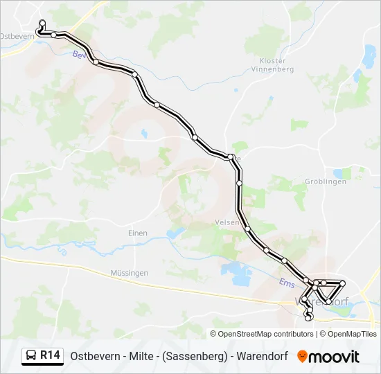 R14 Bus Line Map