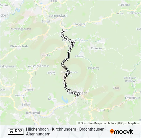 R92 Bus Line Map