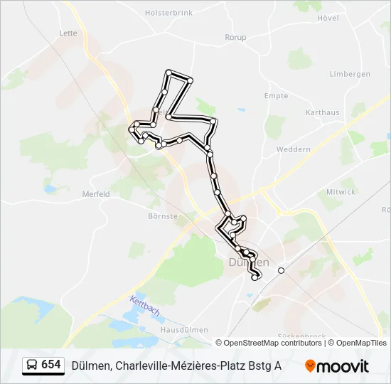 654 Bus Line Map